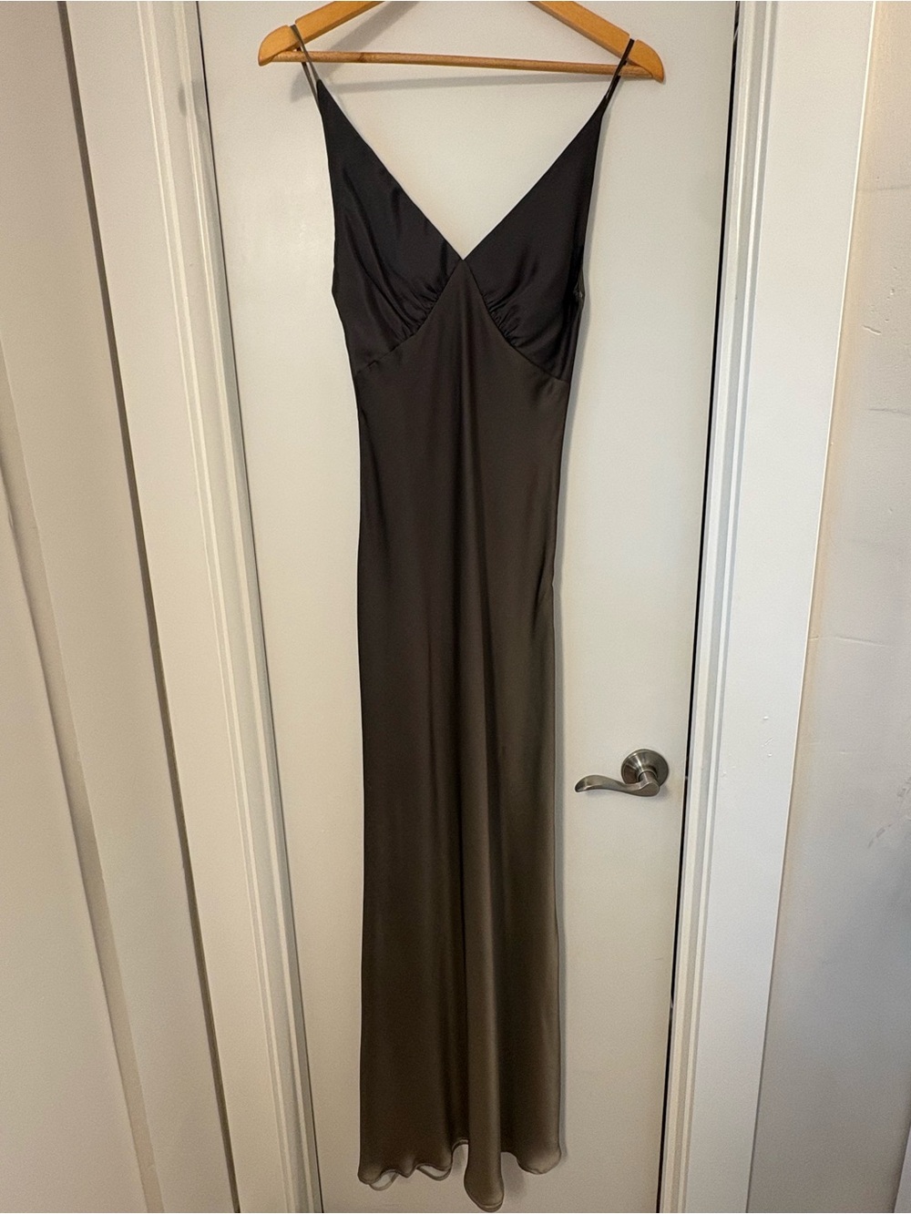12th Tribe Mirabella Olive Satin ombré maxi dress size small